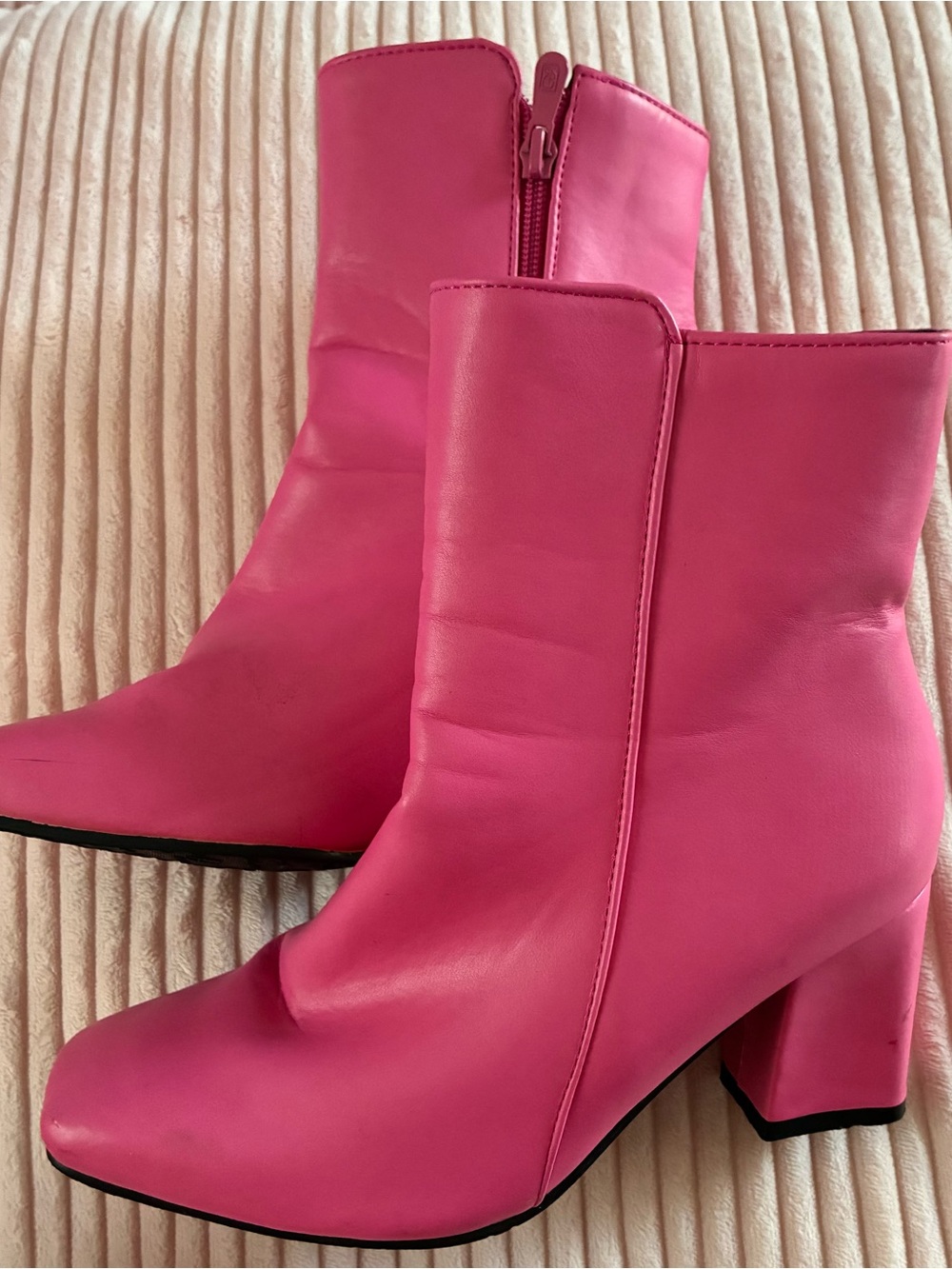 Women's Pink Block Heel Ankle Boots